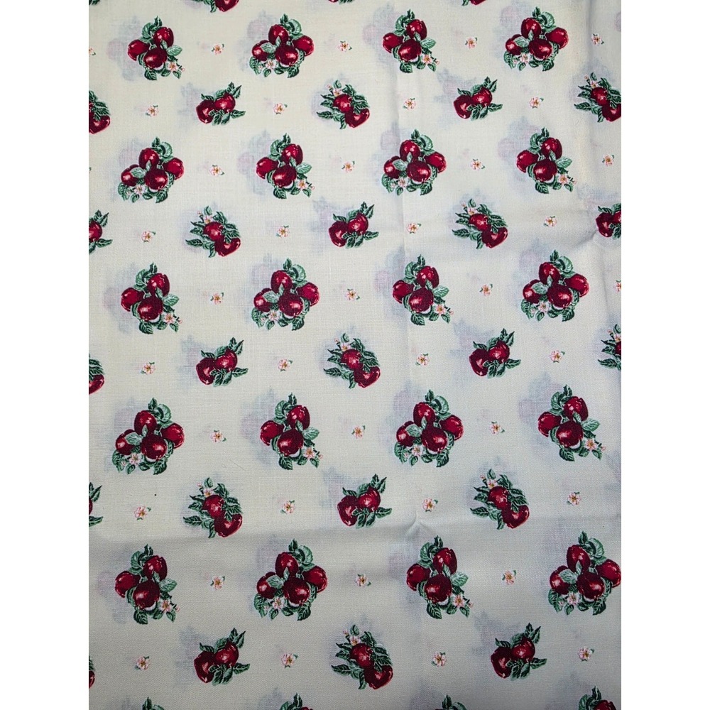 VINTAGE CRANSTON PRINT WORKS COTTON FABRIC TOSSED APPLE CLUSTERS 1 1/4 YDS G10